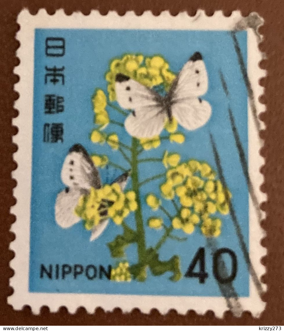 Japan 1980 Small Cabbage Whites On Rape Blossom 40y - Used - Usati