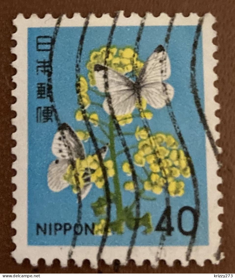 Japan 1980 Small Cabbage Whites On Rape Blossom 40y - Used - Oblitérés