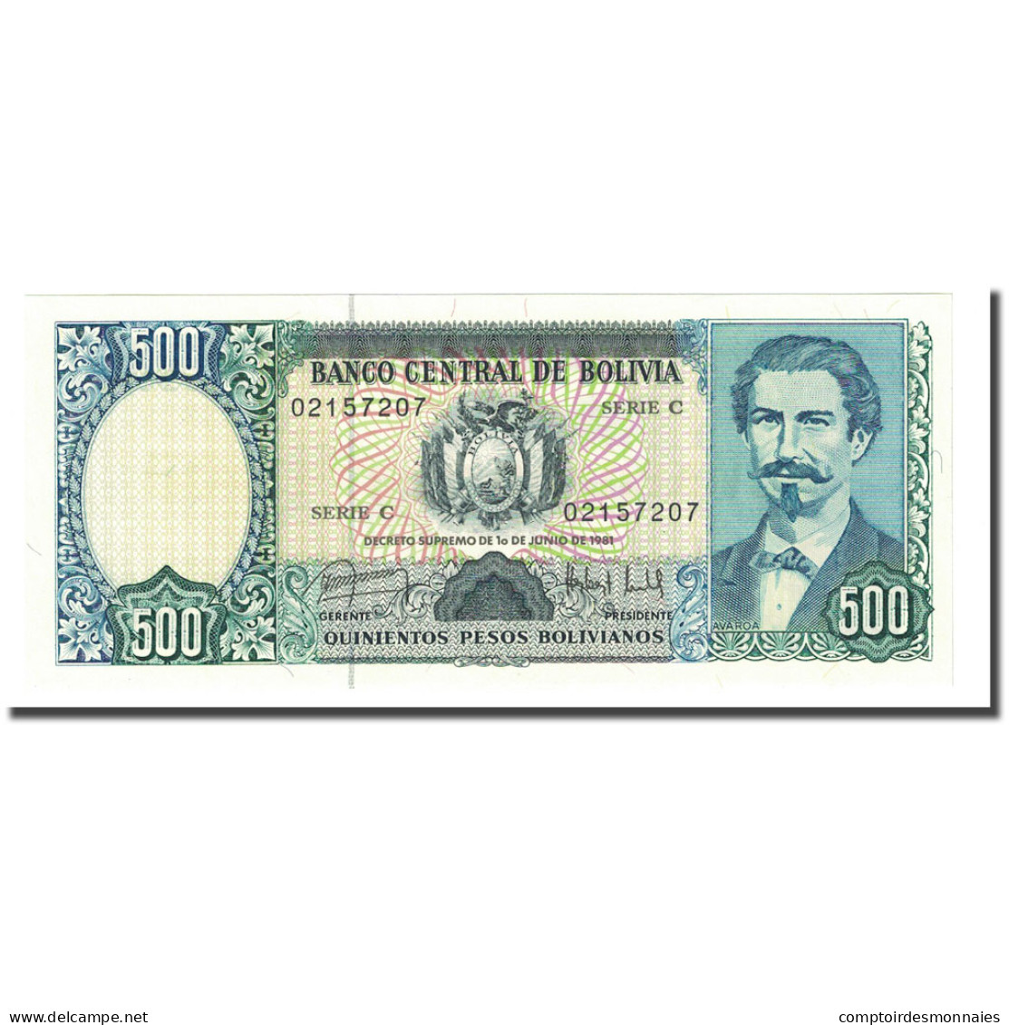 Billet, Bolivie, 500 Pesos Bolivianos, D. 1981-06-01, KM:166a, NEUF - Bolivie
