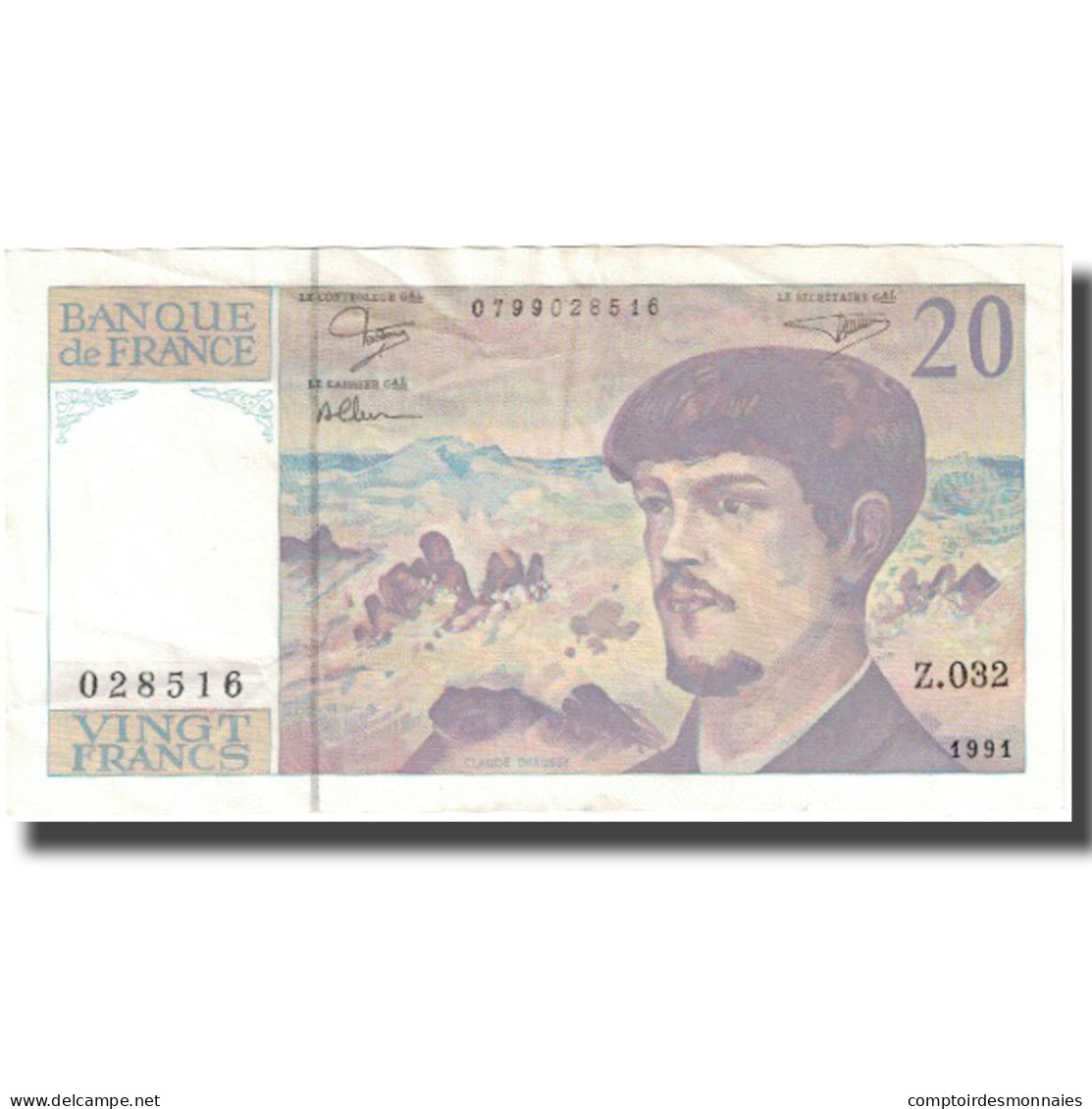 France, 20 Francs, Debussy, 1991, TTB, Fayette:66Bis.2, KM:151e - 20 F 1980-1997 ''Debussy''