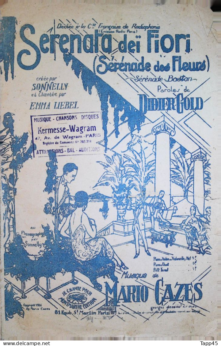 Sérénade Des  Fleurs   > Partition Musicale Ancienne > Voir Aussi La Rubrique  Delcampe 18607 > Réf: 2/04/2023 - Zang (solo)