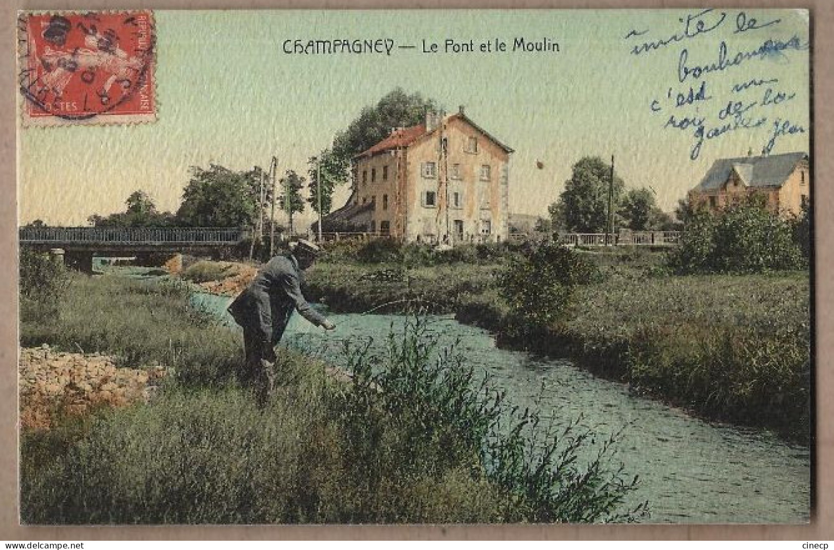 CPA 70 - CHAMPAGNEY - Le Pont Et Le Moulin - TB PLAN Cours D'eau - ANIMATION - Champagney