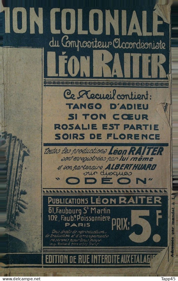 L'Exposition Coloniale     > Partition Musicale Ancienne >Voir Aussi La Rubrique  Delcampe 18607 > Réf: 3/04/2023 - Gesang (solo)