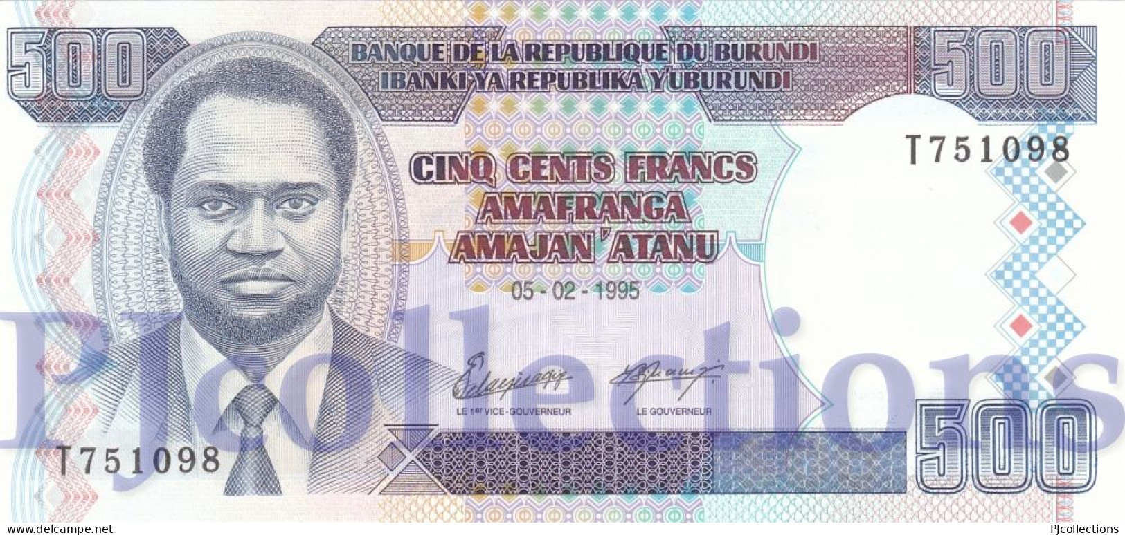 BURUNDI 500 FRANCS 1995 PICK 37A UNC - Burundi