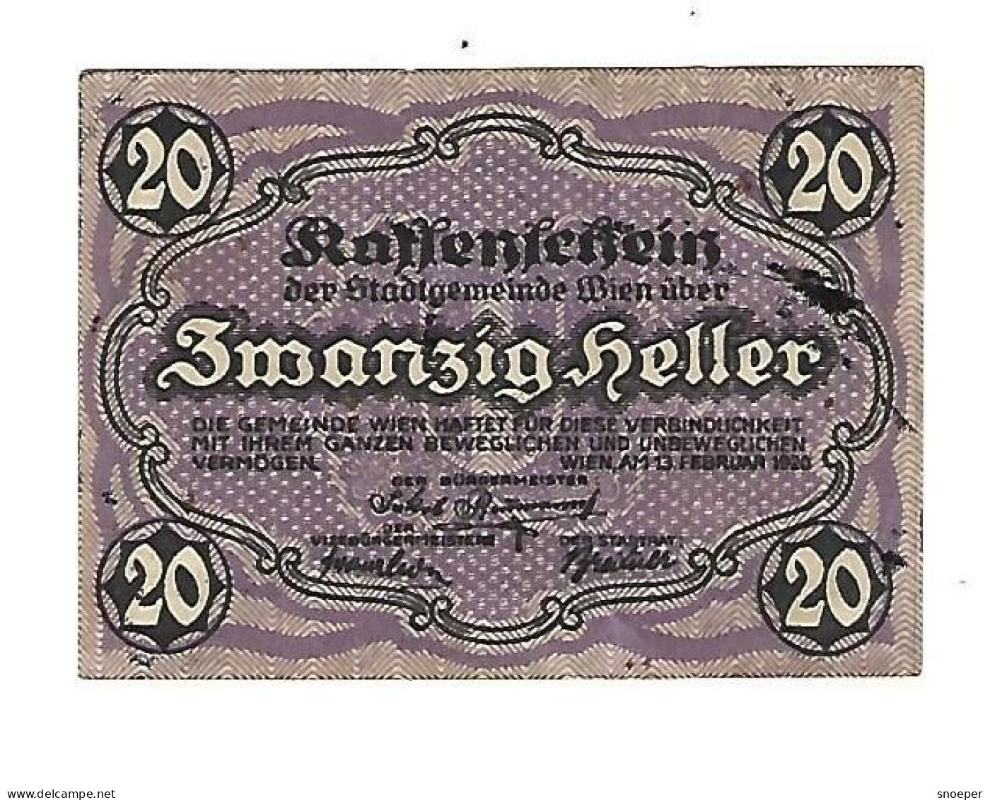 **notgeld   Austria  Wien 20 Heller 1183/2f - Autriche