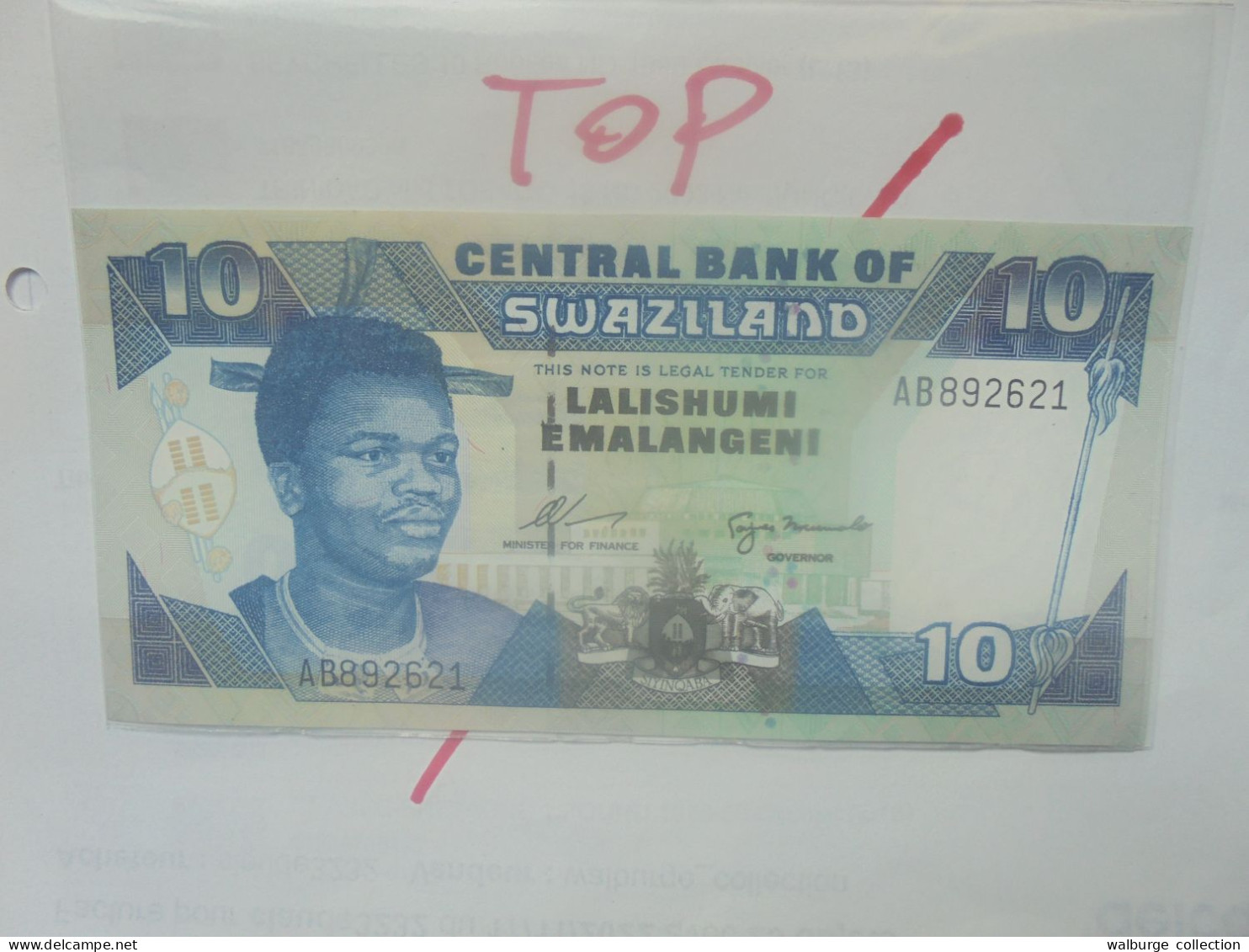 SWAZILAND 10 EMALANGENI 1995 Signature N°7 Neuf/UNC(B.29) - Swaziland