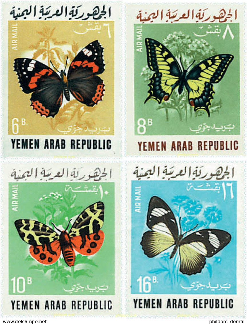 95362 MNH YEMEN. República árabe 1966 MARIPOSAS - Spinnen
