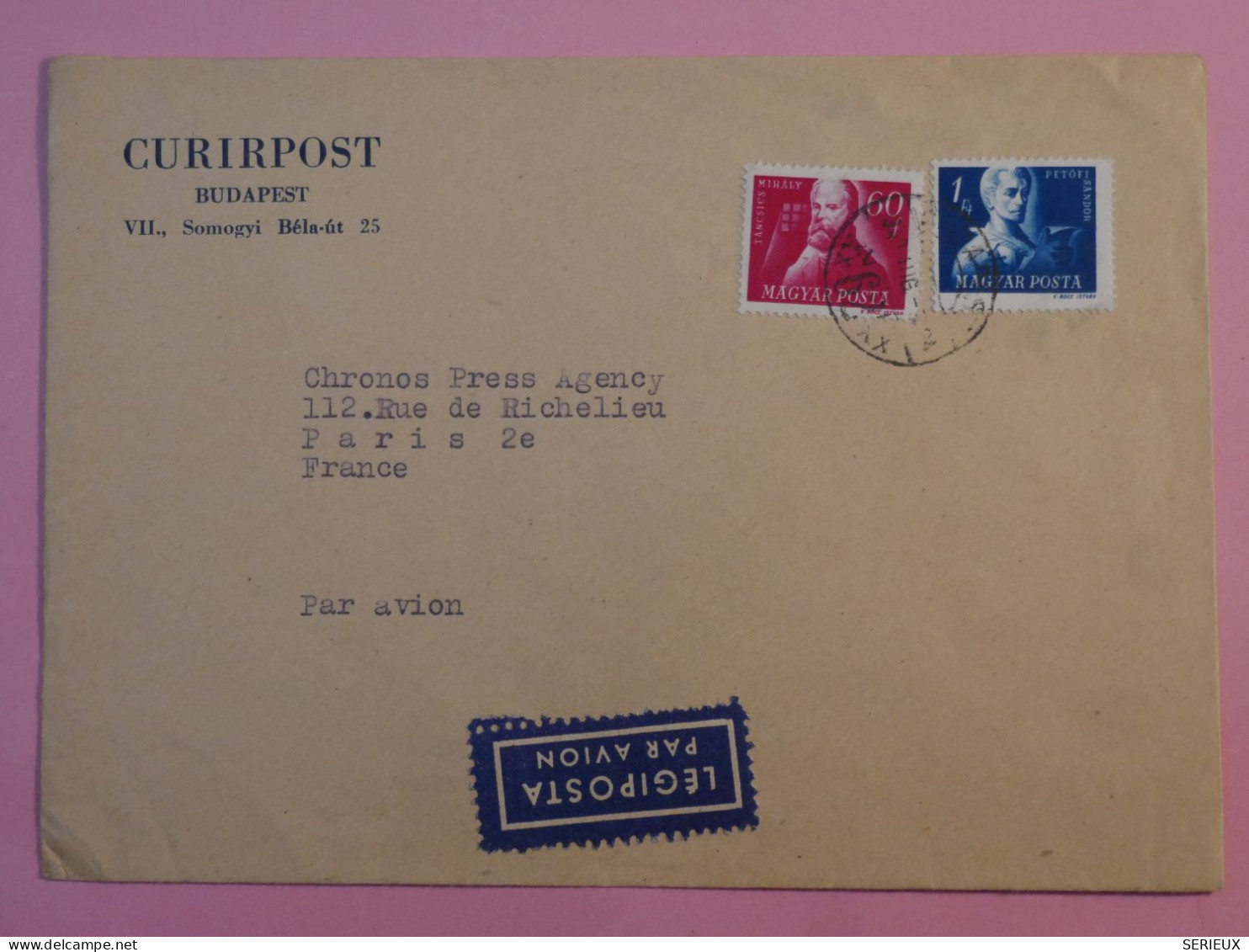 AW 21 HONGRIE BELLE  LETTRE  1947  PAR AVION BUDAPEST A PARIS FRANCE + +  AFFR. INTERESSANT+ + - Storia Postale