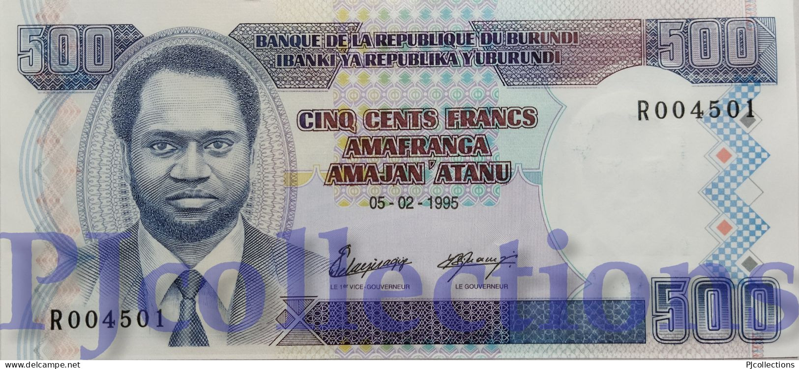 BURUNDI 500 FRANCS 1995 PICK 37A UNC LOW SERIAL NUMBER "R00450*" - Burundi