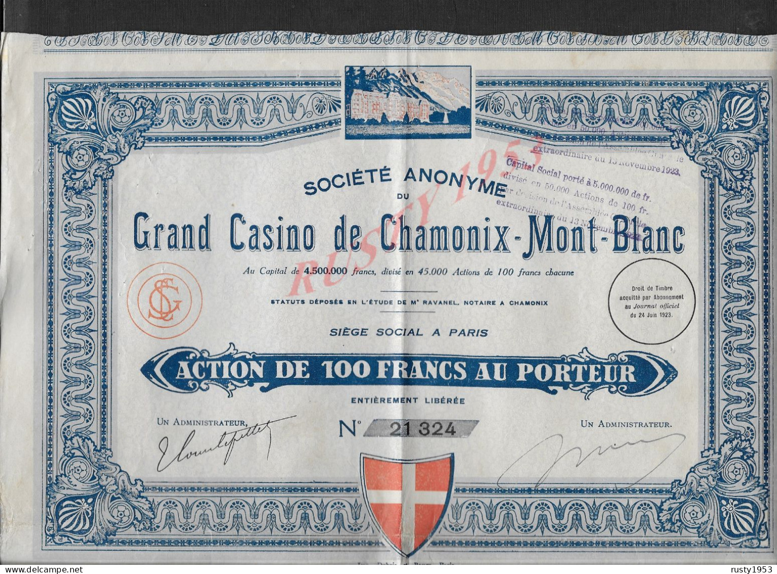 ACTION ILLUSTRÉE DE 1923 GRAND CASINO DE CHAMONIX MONT BLANC : - Casinos