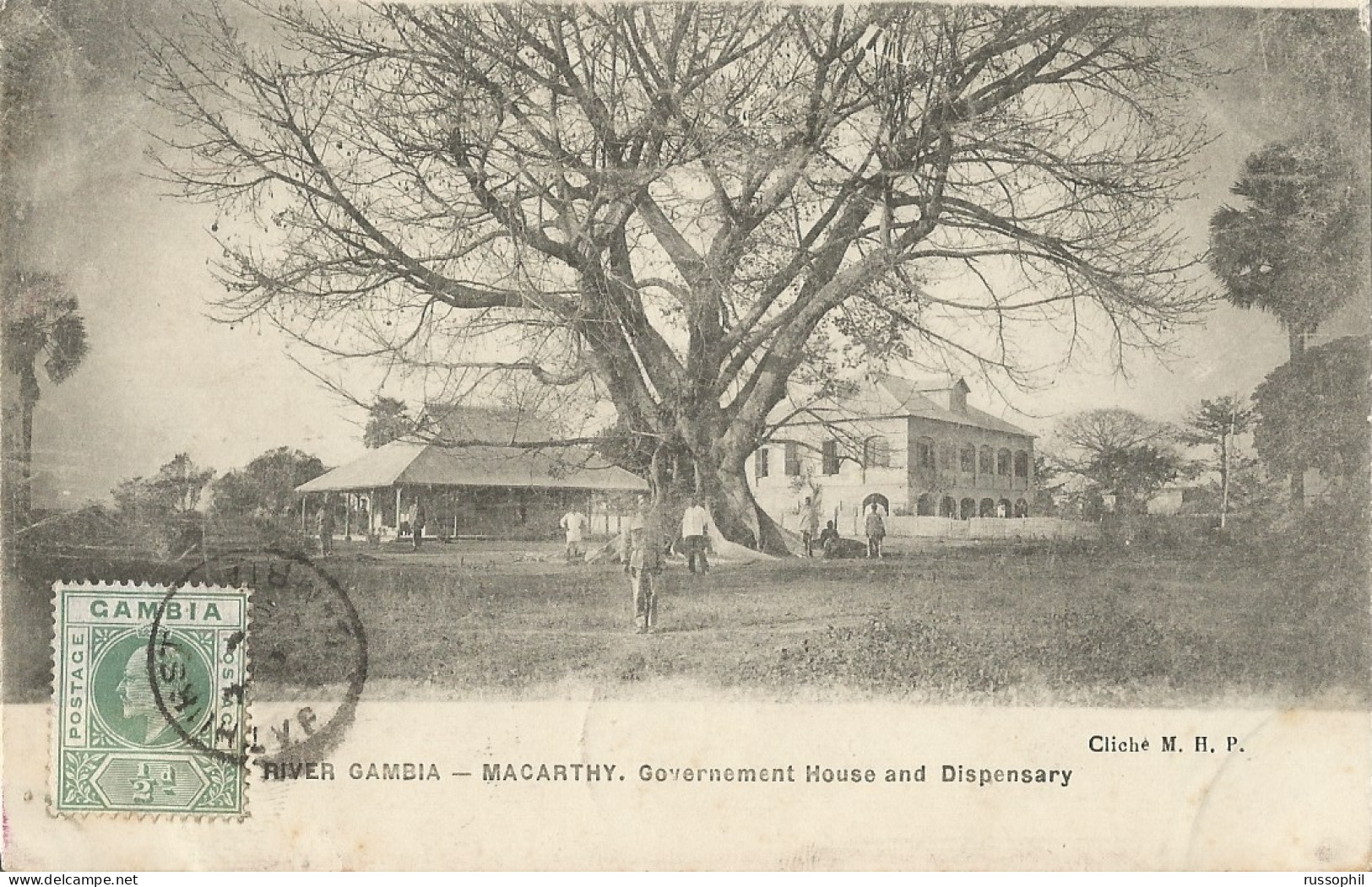 GAMBIA - RIVER GAMBIA - MACARTHY - GOVERNMENT HOUSE AND DISPENSARY - CLICHE M.H.P. - 1909 - Gambie