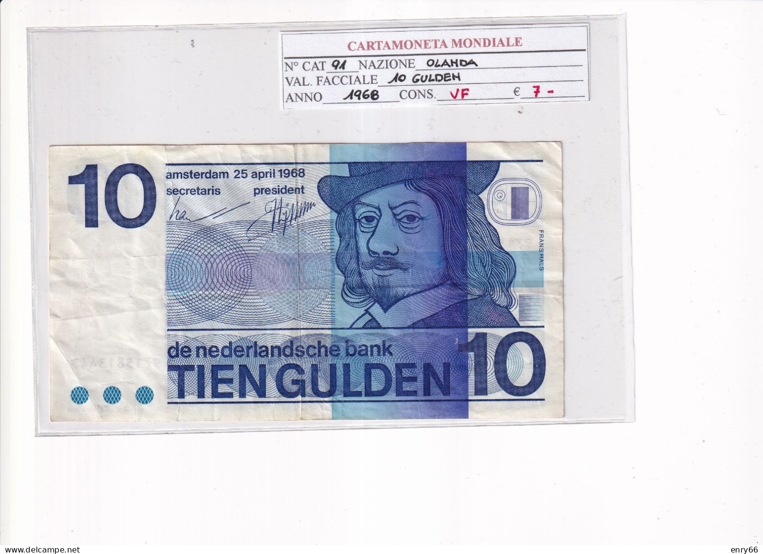 OLANDA 10 GULDEN 1968 P.91 - 10 Gulden