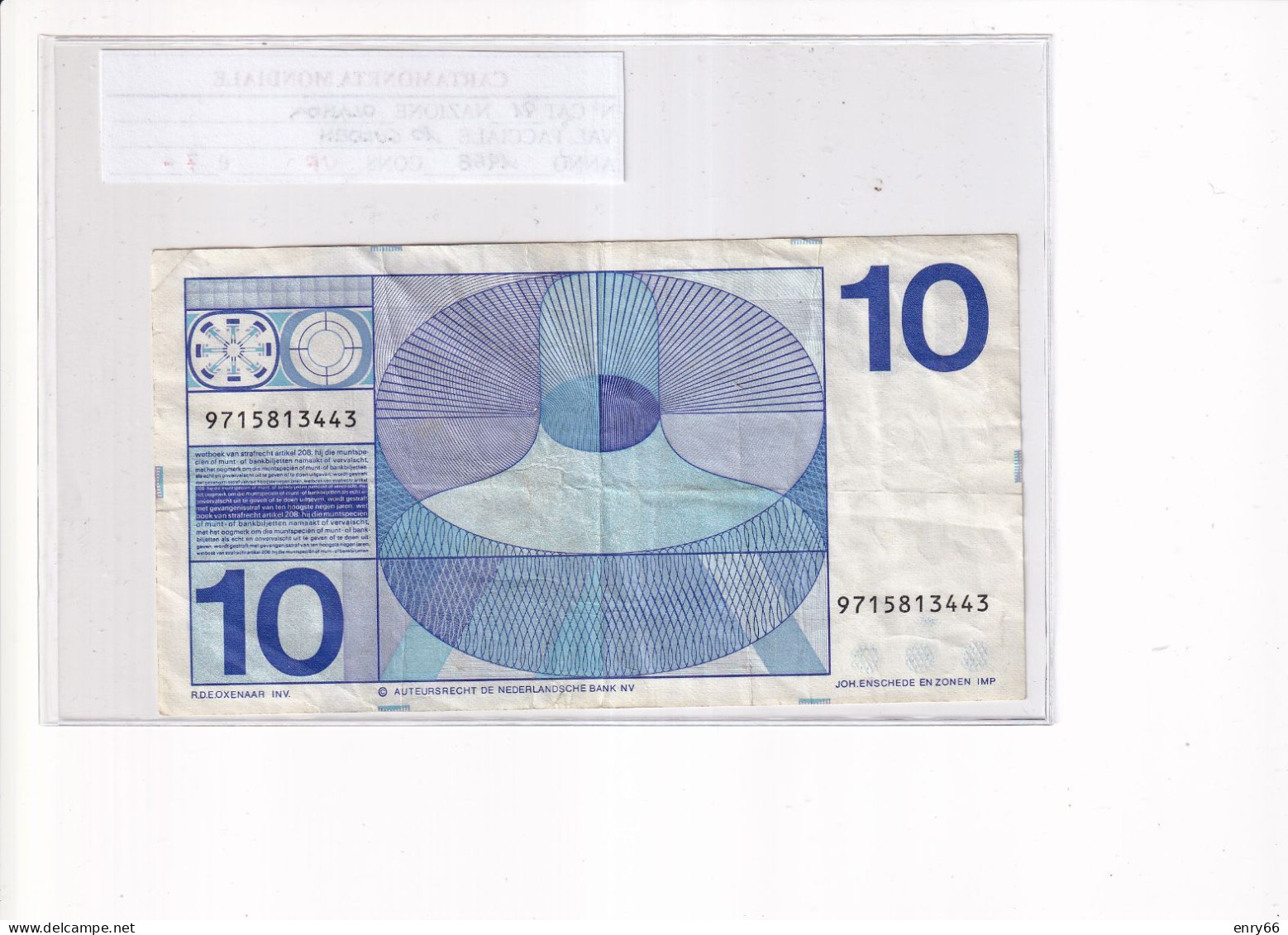 OLANDA 10 GULDEN 1968 P.91 - 10 Gulden