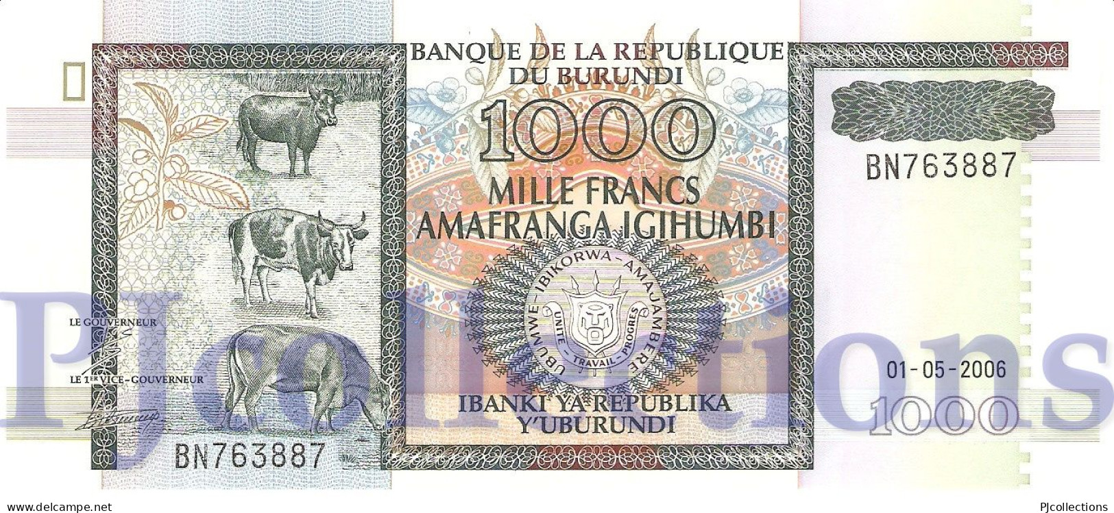 BURUNDI 1000 FRANCS 2006 PICK 39d UNC - Burundi
