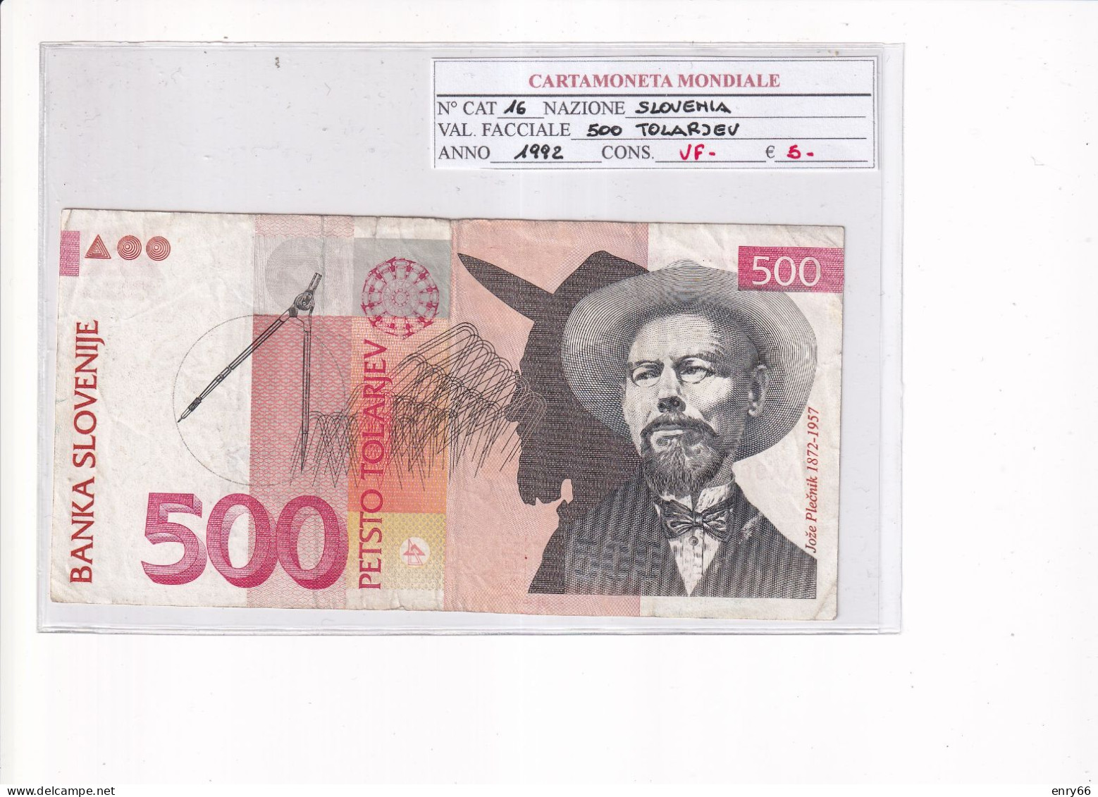 SLOVENIA  500 TOLARJEV 1992 P.16 - Slovénie