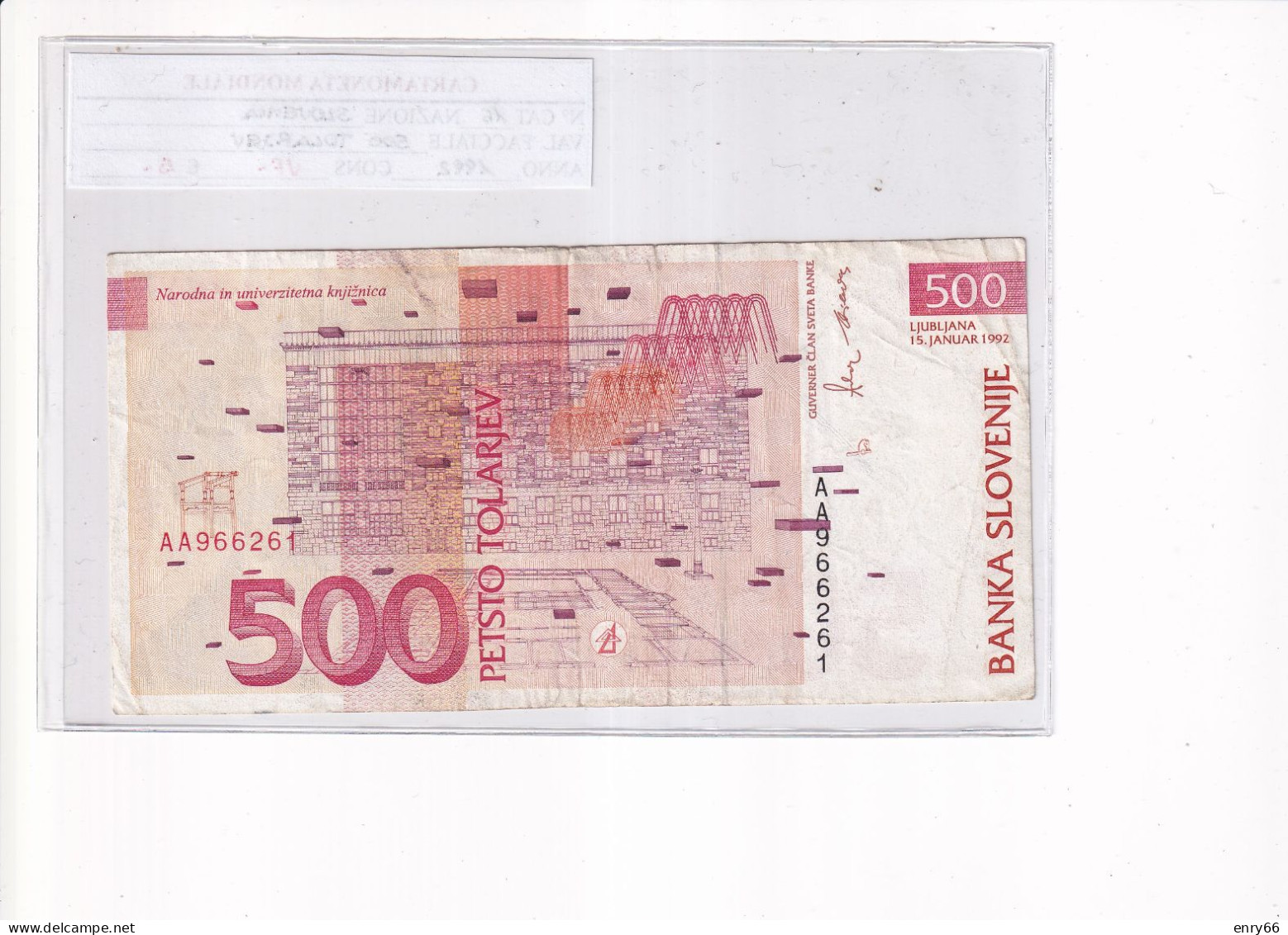 SLOVENIA  500 TOLARJEV 1992 P.16 - Slovénie