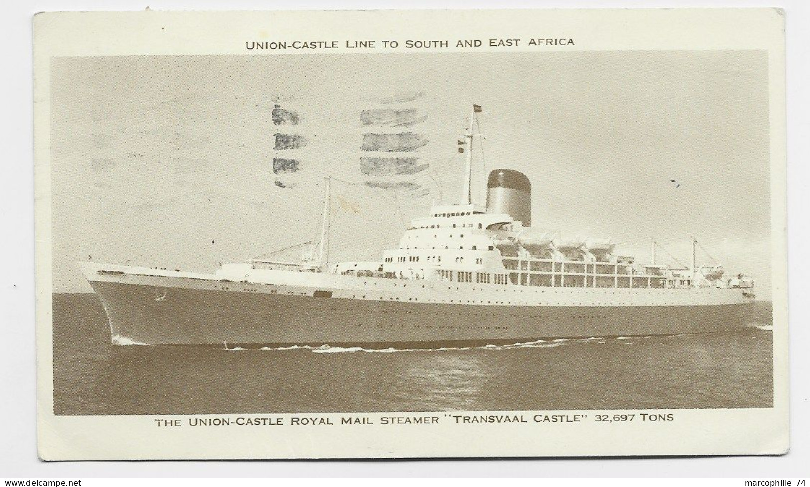 SUD AFRIKA 2 1/2C SOLO CARD  BOAT STEAMER TRANSVAAL AIR MAIL CAPE TOWN 1963 TO SUISSE TAXE - Storia Postale