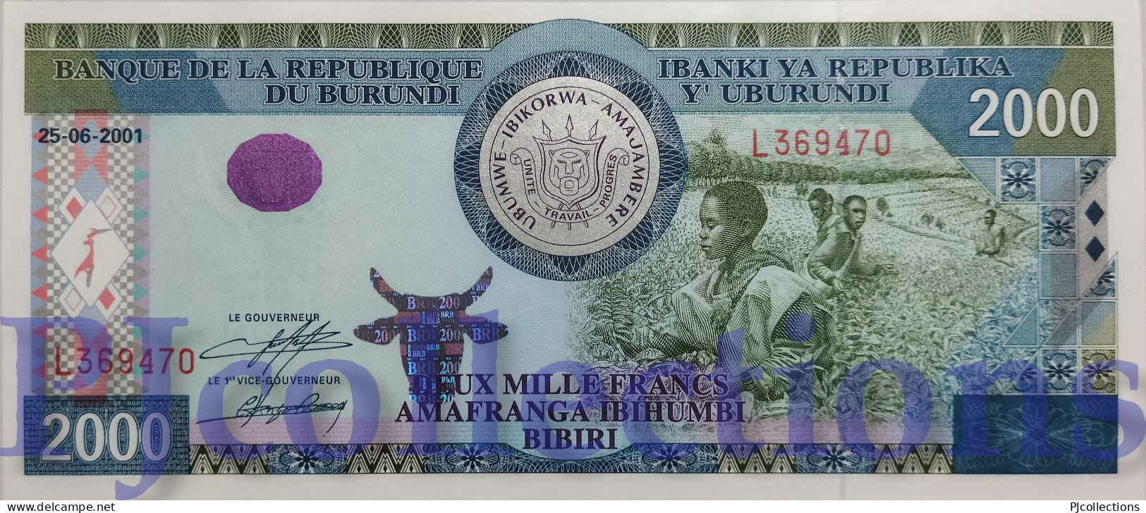 BURUNDI 2000 FRANCS 2001 PICK 41 UNC - Burundi