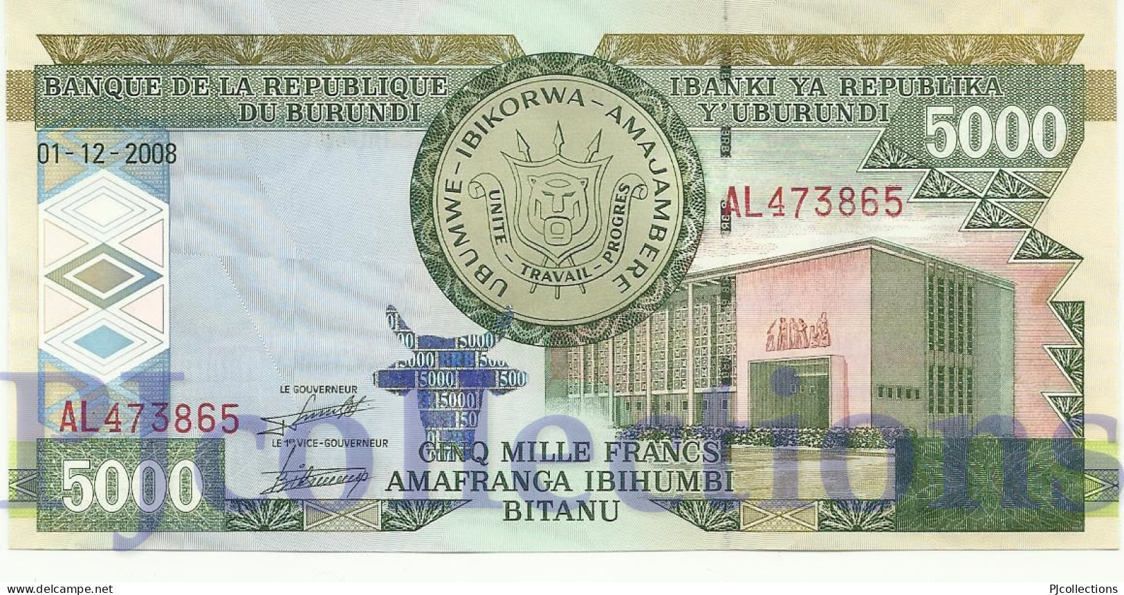 BURUNDI 5000 FRANCS 2008 PICK 48a UNC - Burundi