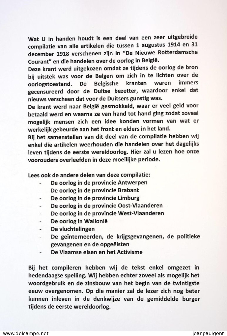 Jean Paul De Cloet - Krantenartikelen Over Het Dagelijks Leven Tijdens De Eerste Wereldoorlog - Delen I En II - War 1914-18