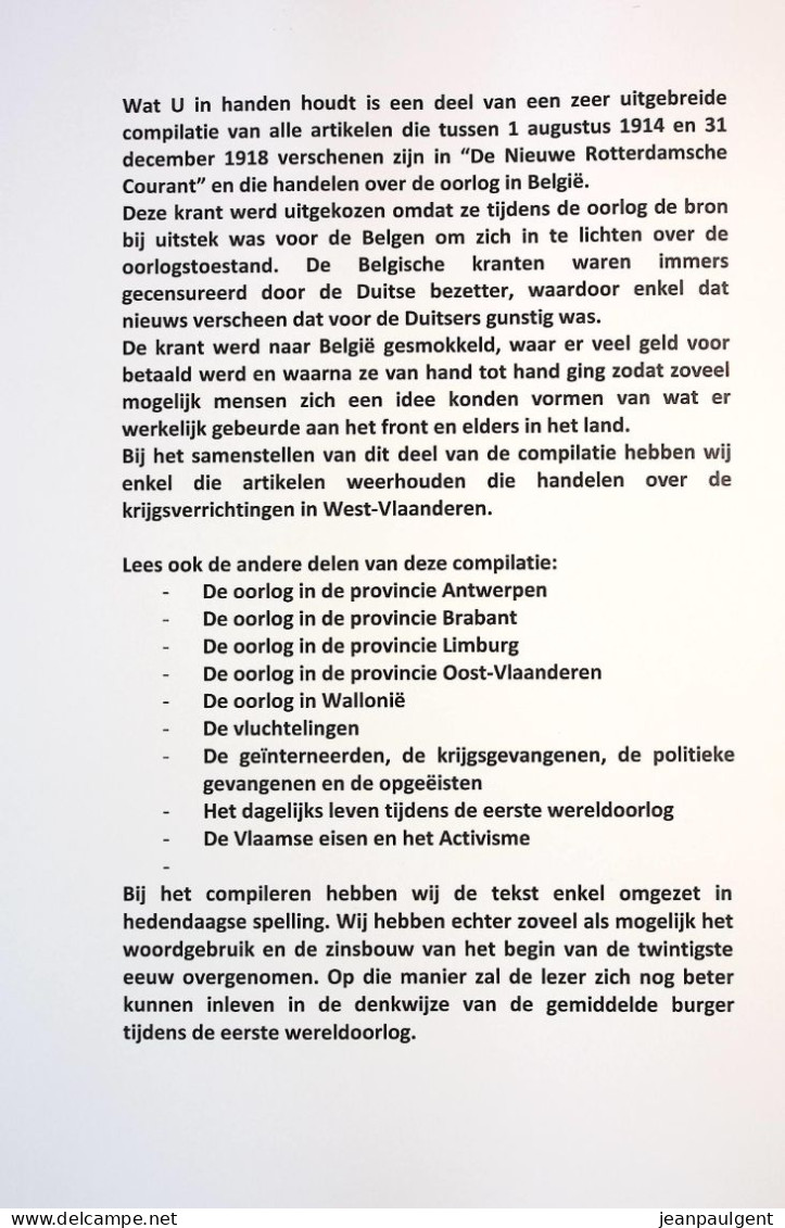 Jean Paul De Cloet - Krantenartikelen Over De Eerste Wereldoorlog In West-Vlaanderen - Delen I En II - War 1914-18