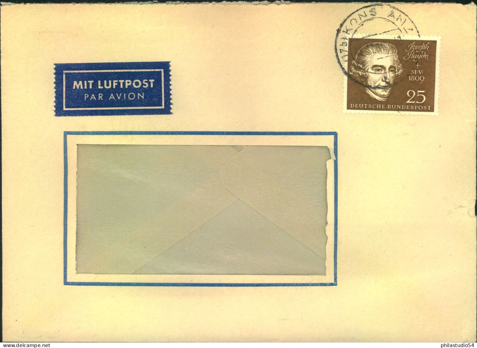 1959, 25 Pf. Ais Beethoven-Block Als EF Auf Luftpostbrief Ab  KONSTANZ - Altri & Non Classificati