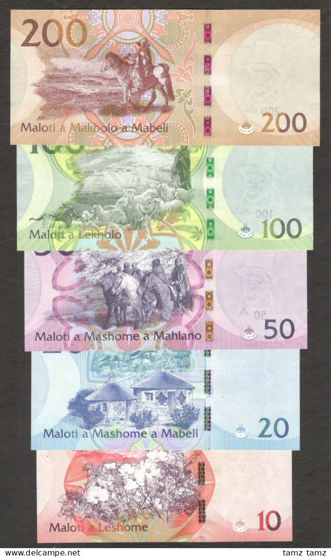 Full Set 5 Pcs Lesotho 10 20 50 100 200 Maloti 2021 UNC - Lesotho