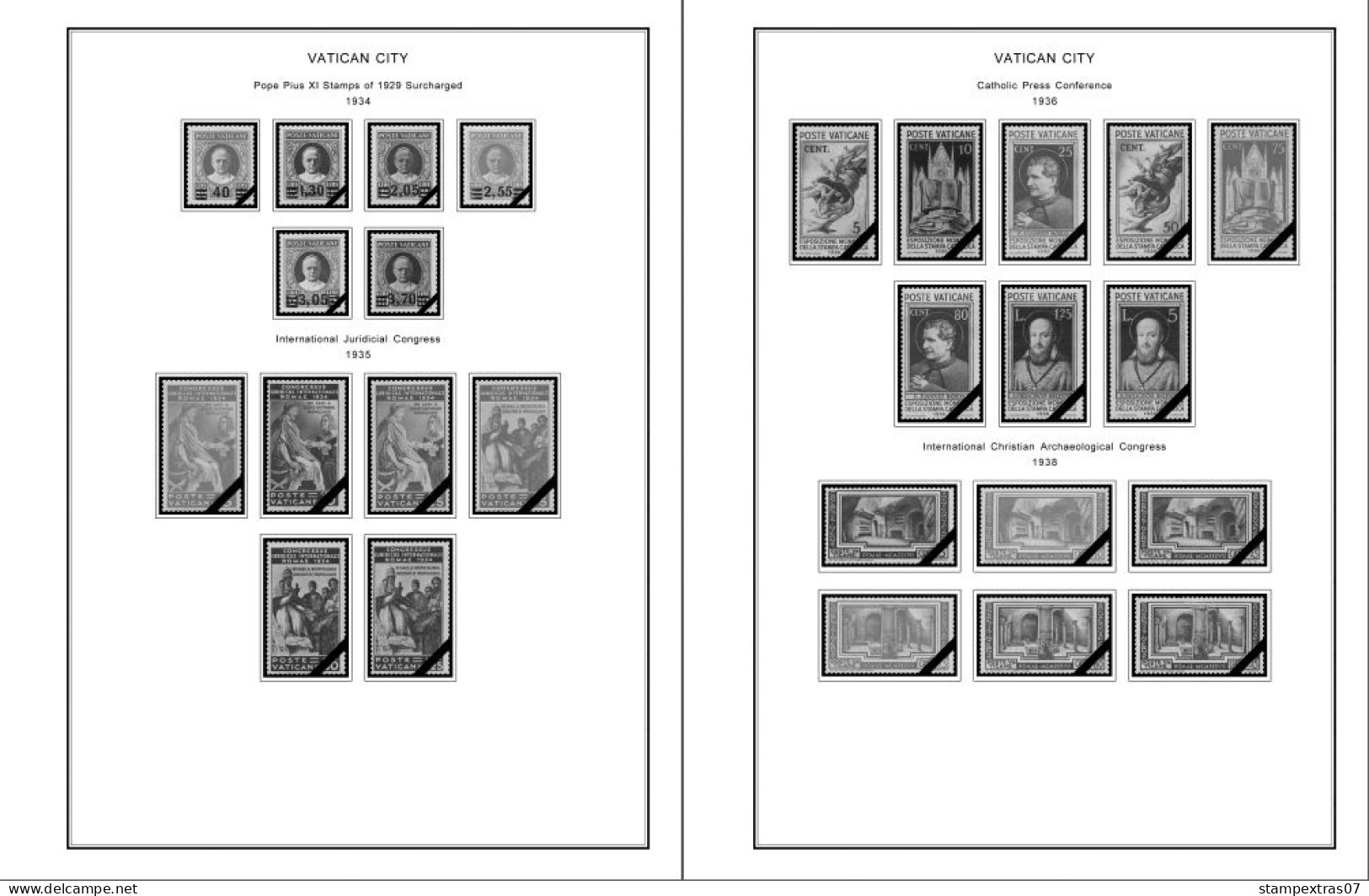 VATICAN 1929-2010 + 2011-2020 STAMP ALBUM PAGES (235 B&w Illustrated Pages) - English