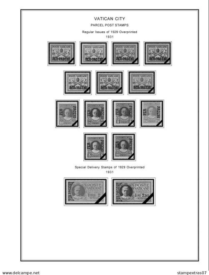 VATICAN 1929-2010 + 2011-2020 STAMP ALBUM PAGES (235 B&w Illustrated Pages) - English