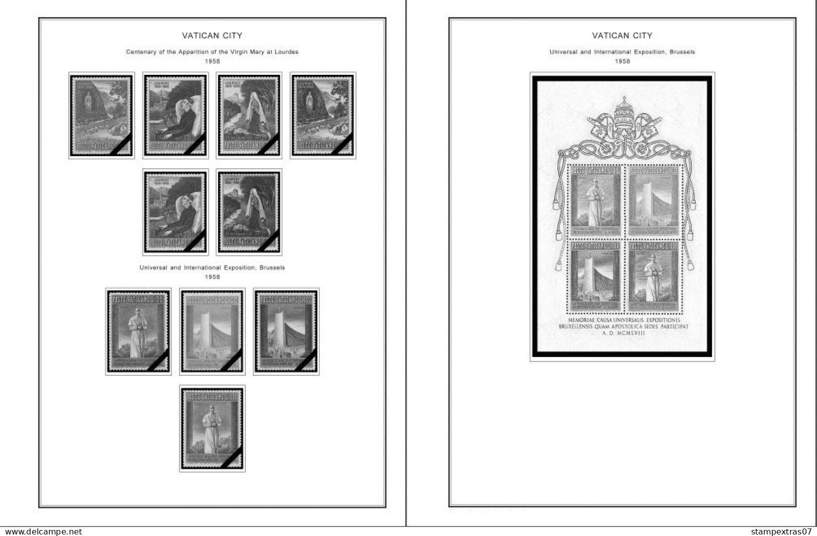 VATICAN 1929-2010 + 2011-2020 STAMP ALBUM PAGES (235 b&w illustrated pages)