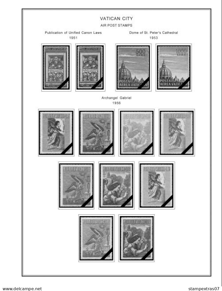 VATICAN 1929-2010 + 2011-2020 STAMP ALBUM PAGES (235 b&w illustrated pages)