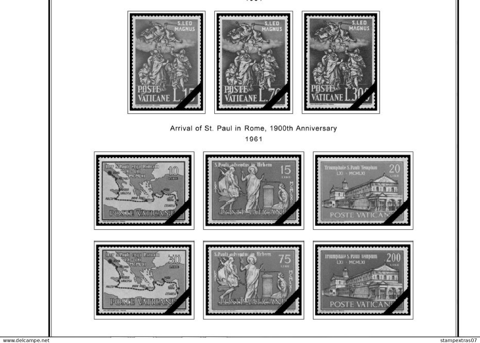 VATICAN 1929-2010 + 2011-2020 STAMP ALBUM PAGES (235 b&w illustrated pages)