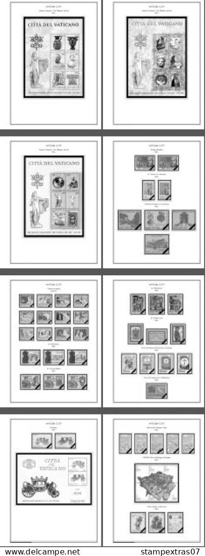 VATICAN 1929-2010 + 2011-2020 STAMP ALBUM PAGES (235 b&w illustrated pages)