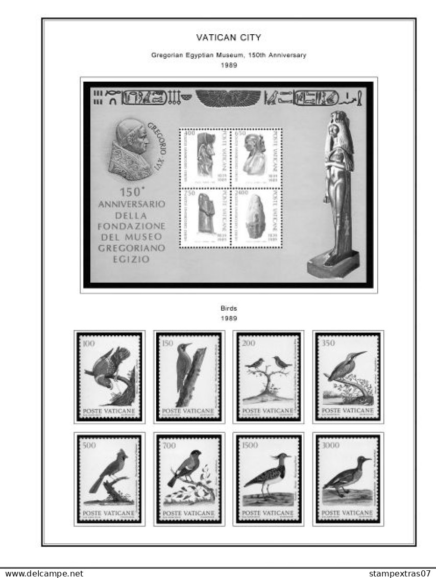 VATICAN 1929-2010 + 2011-2020 STAMP ALBUM PAGES (235 b&w illustrated pages)