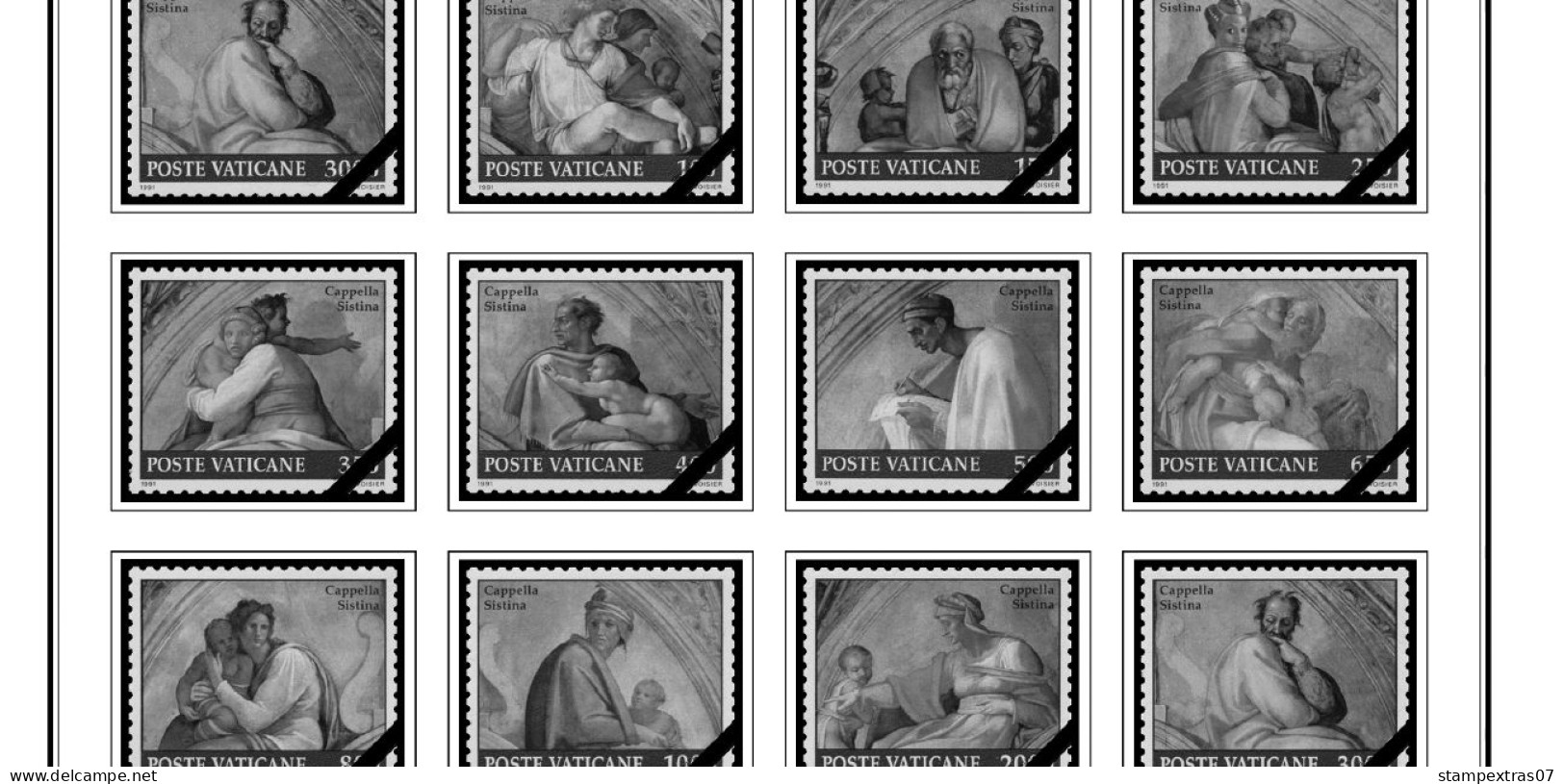 VATICAN 1929-2010 + 2011-2020 STAMP ALBUM PAGES (235 b&w illustrated pages)