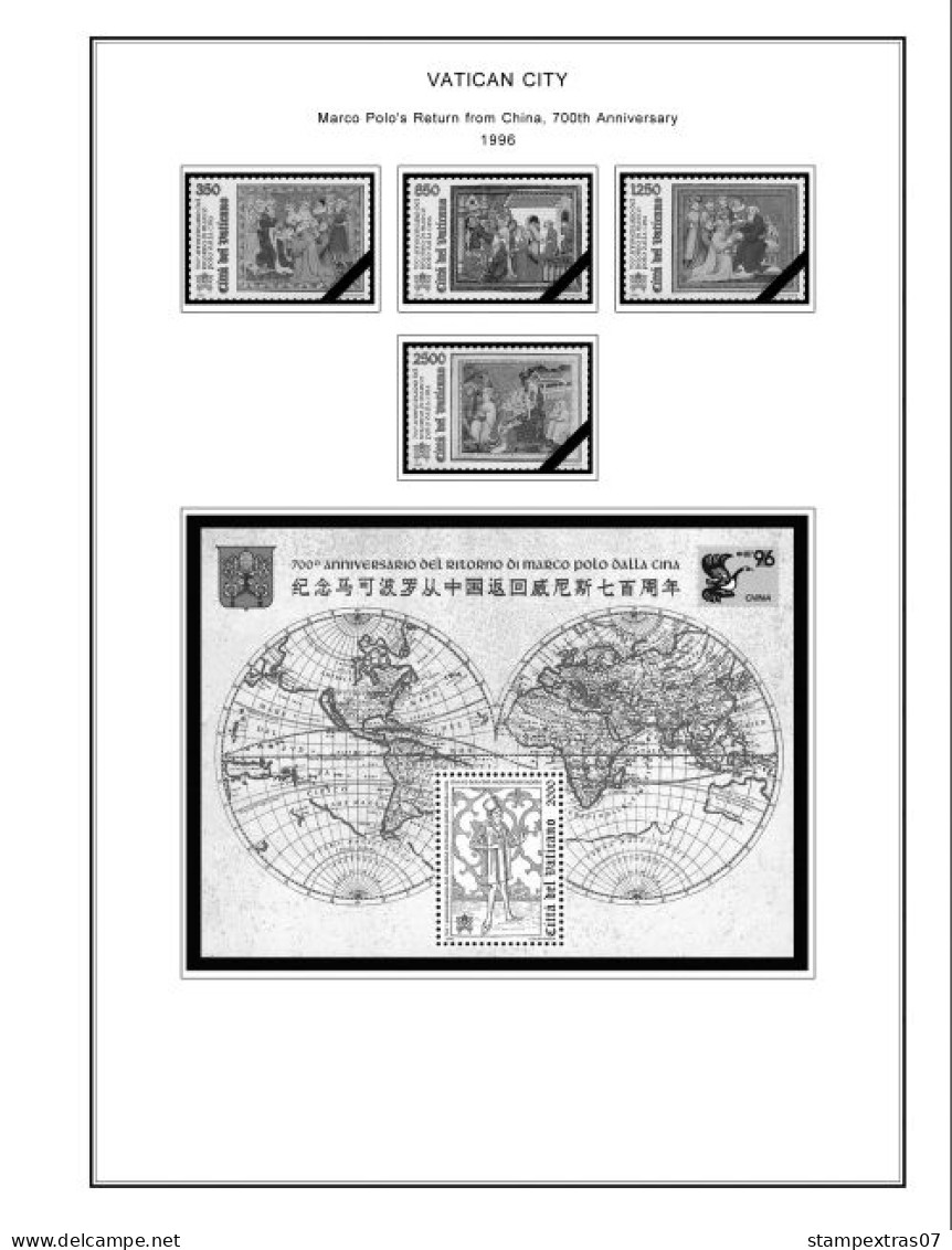 VATICAN 1929-2010 + 2011-2020 STAMP ALBUM PAGES (235 b&w illustrated pages)