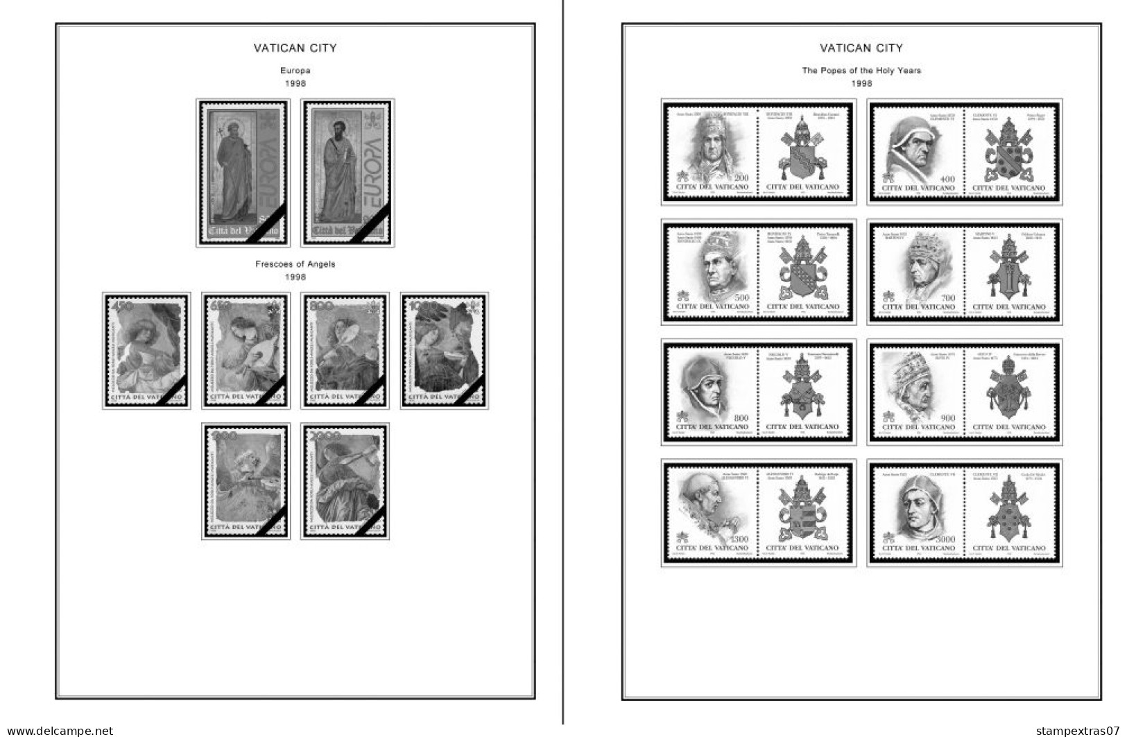 VATICAN 1929-2010 + 2011-2020 STAMP ALBUM PAGES (235 b&w illustrated pages)