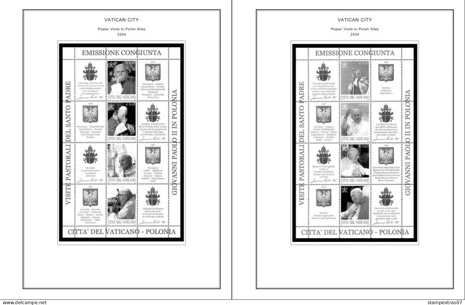 VATICAN 1929-2010 + 2011-2020 STAMP ALBUM PAGES (235 b&w illustrated pages)