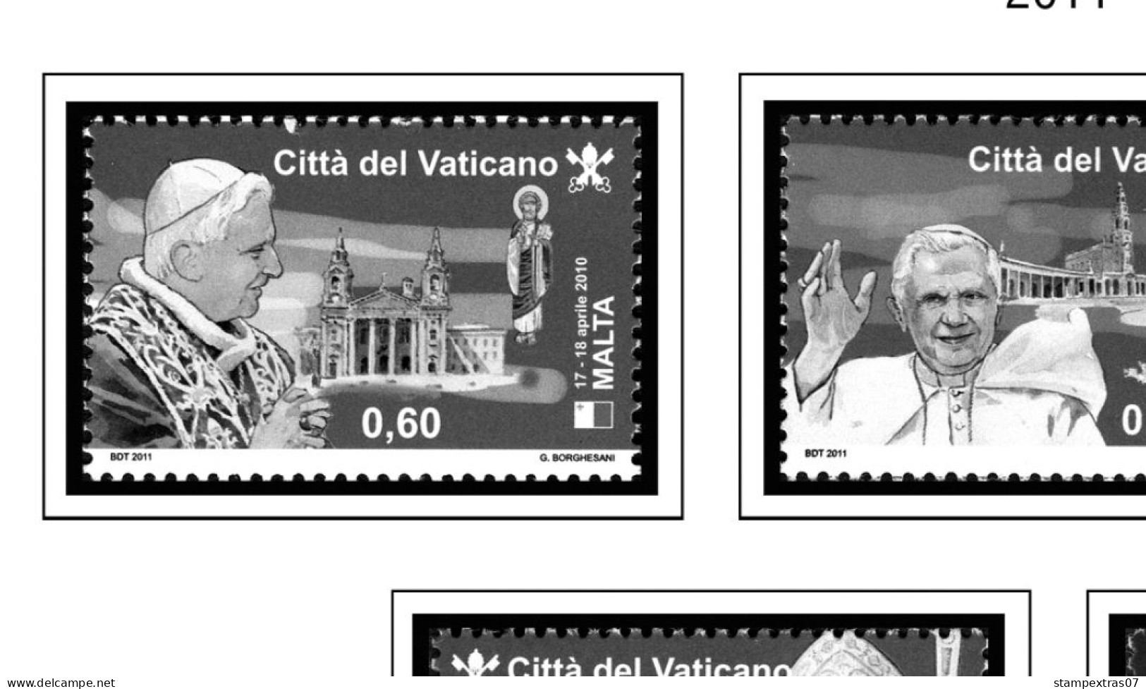 VATICAN 1929-2010 + 2011-2020 STAMP ALBUM PAGES (235 b&w illustrated pages)