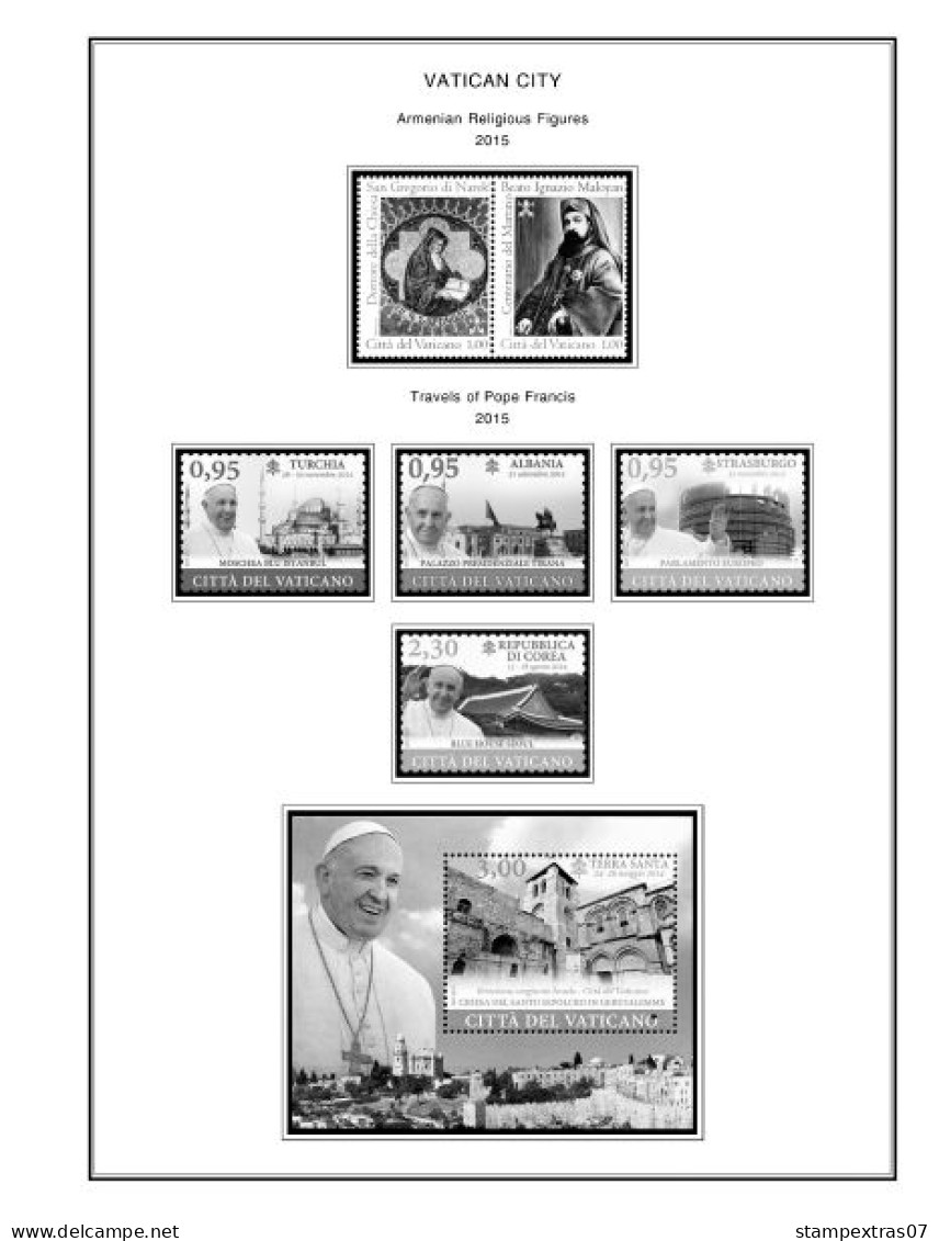 VATICAN 1929-2010 + 2011-2020 STAMP ALBUM PAGES (235 b&w illustrated pages)