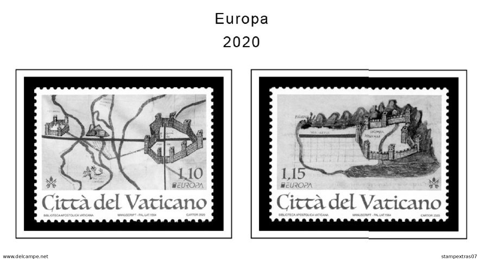 VATICAN 1929-2010 + 2011-2020 STAMP ALBUM PAGES (235 b&w illustrated pages)