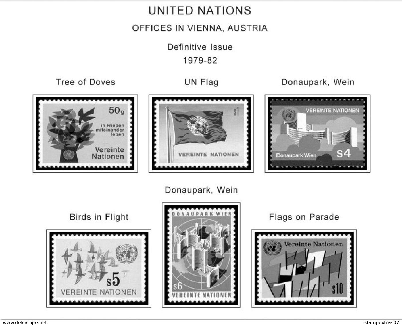 UNITED NATIONS - VIENNA 1979-2020 STAMP ALBUM PAGES (165 B&w Illustrated Pages) - Englisch