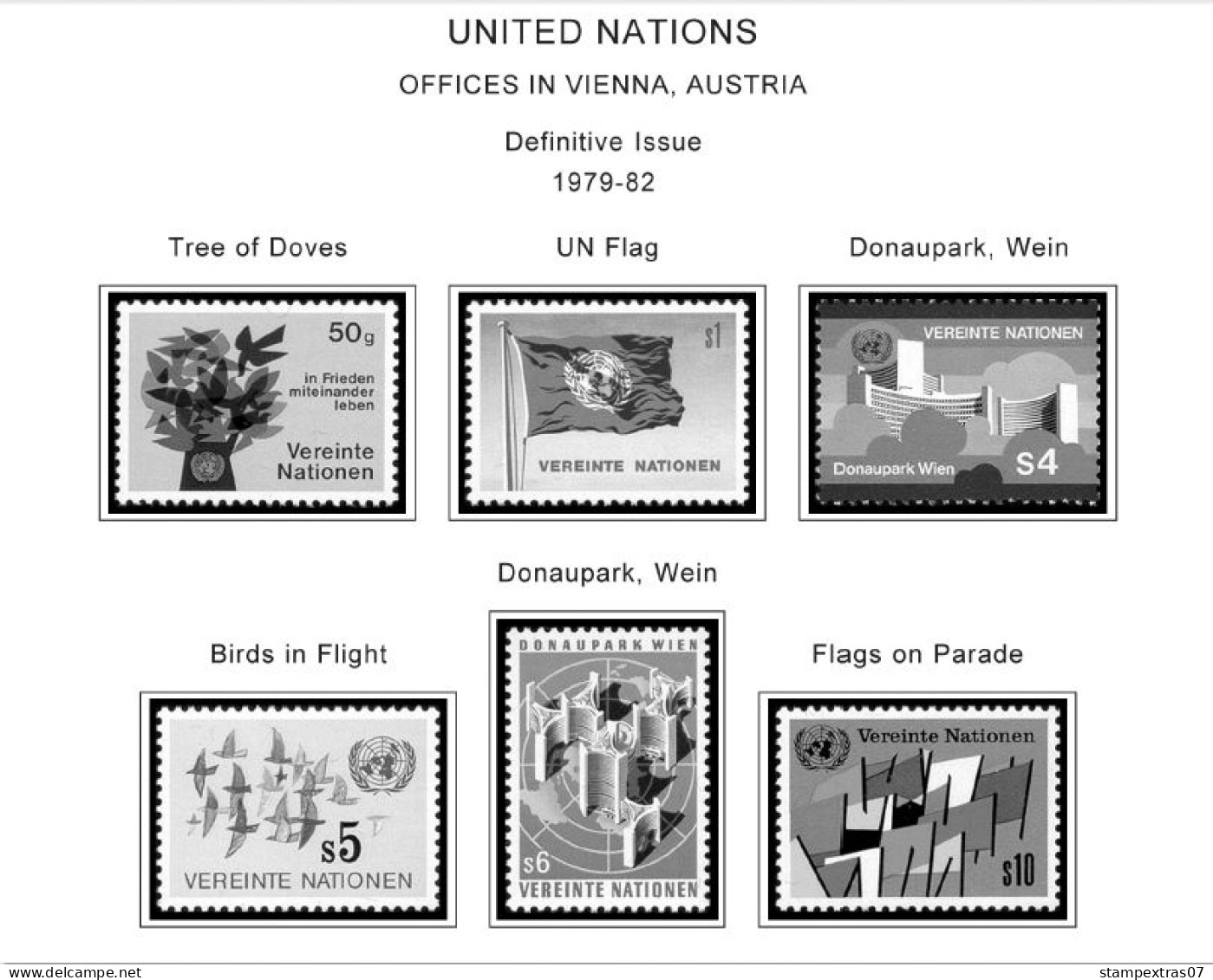 UNITED NATIONS - VIENNA 1979-2020 STAMP ALBUM PAGES (165 B&w Illustrated Pages) - Anglais