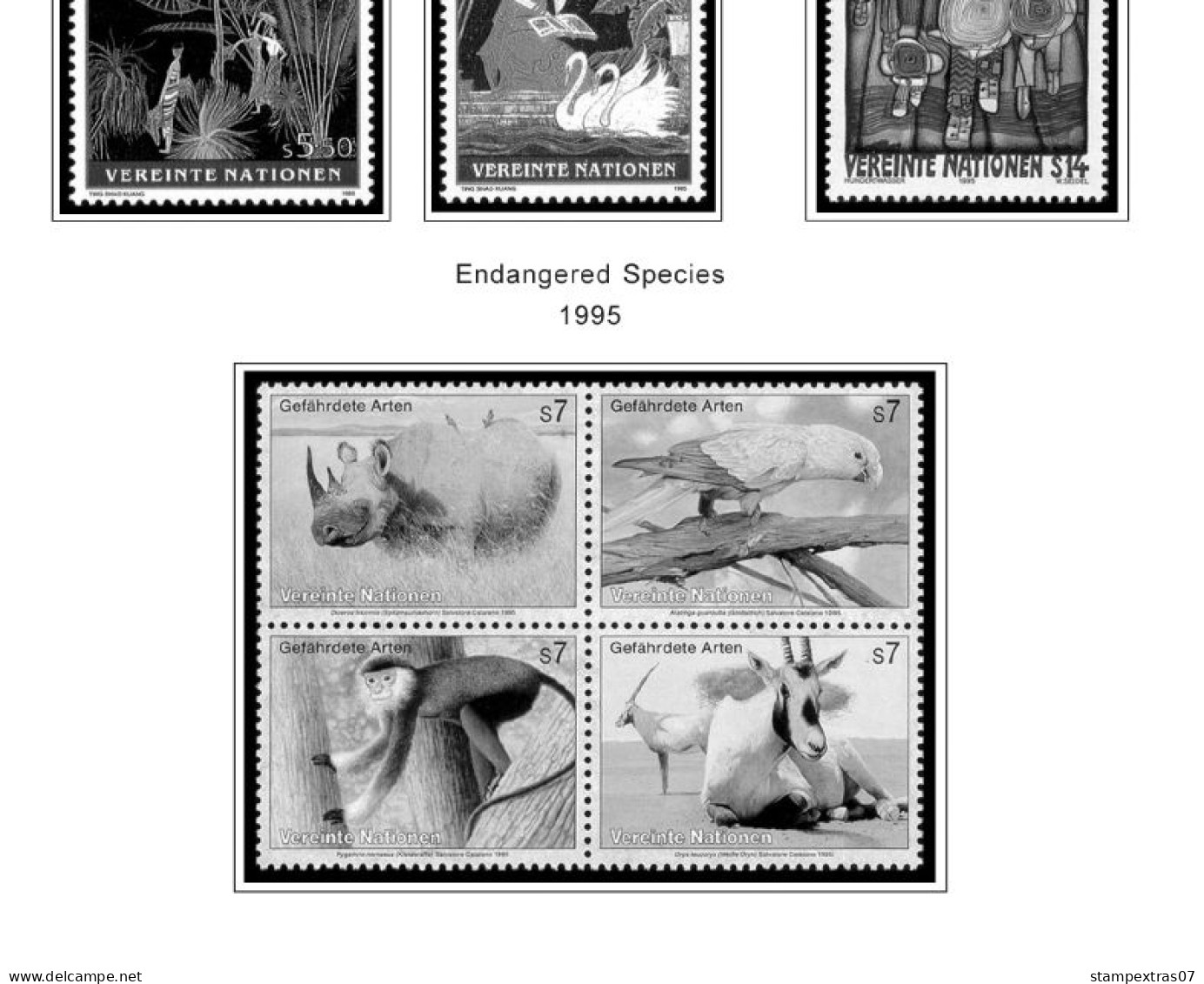 UNITED NATIONS - VIENNA 1979-2020 STAMP ALBUM PAGES (165 b&w illustrated pages)