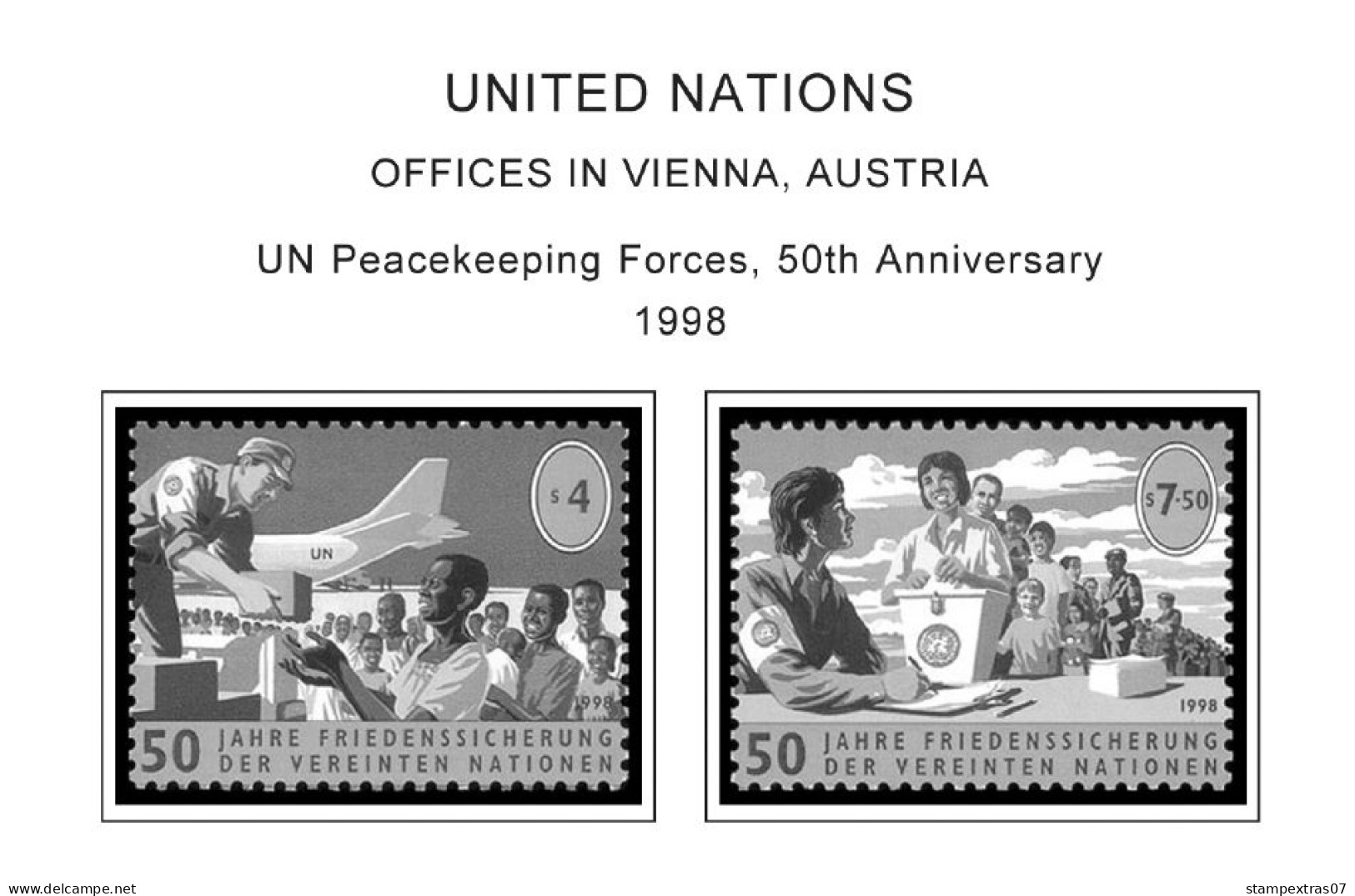 UNITED NATIONS - VIENNA 1979-2020 STAMP ALBUM PAGES (165 b&w illustrated pages)