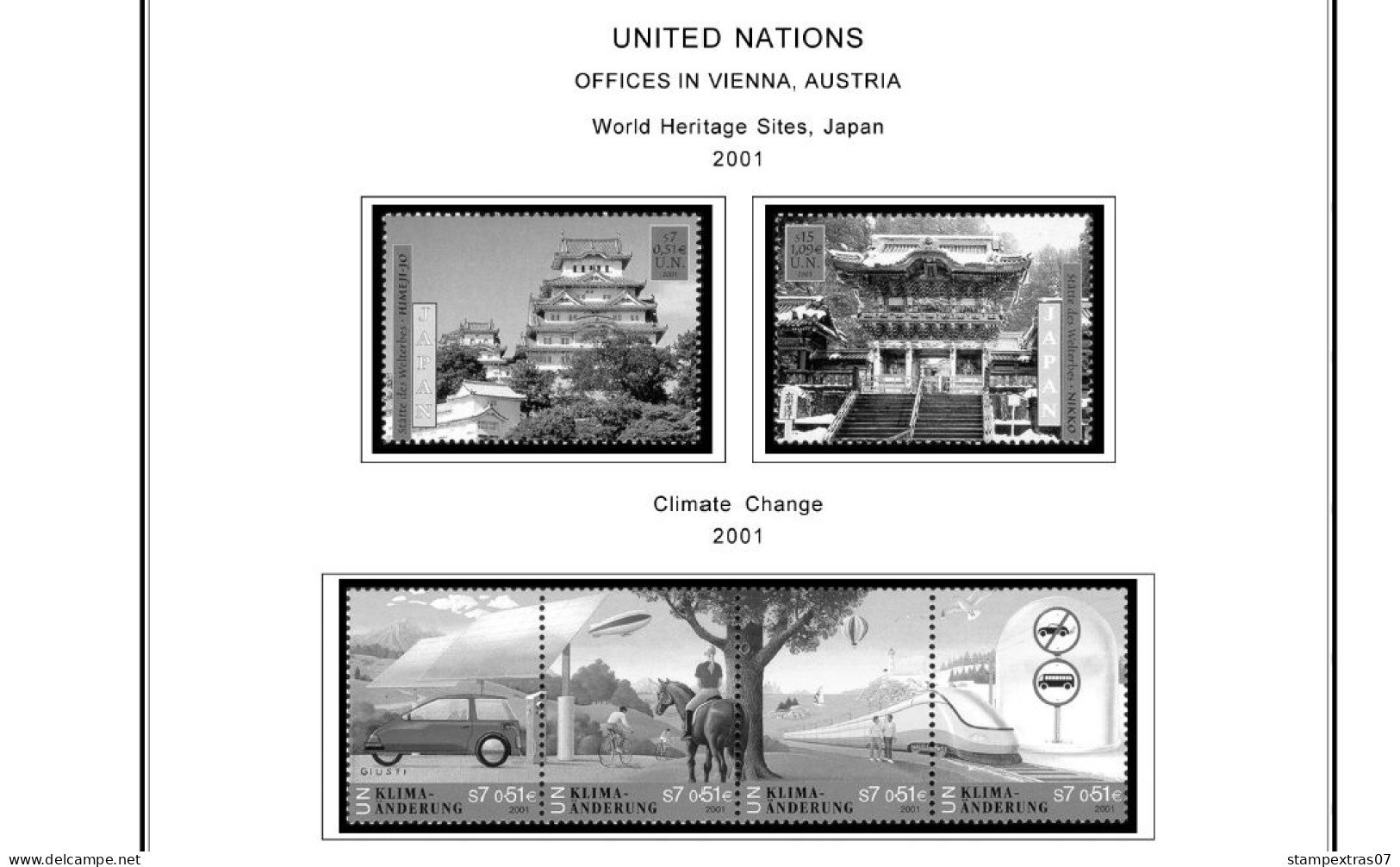 UNITED NATIONS - VIENNA 1979-2020 STAMP ALBUM PAGES (165 b&w illustrated pages)