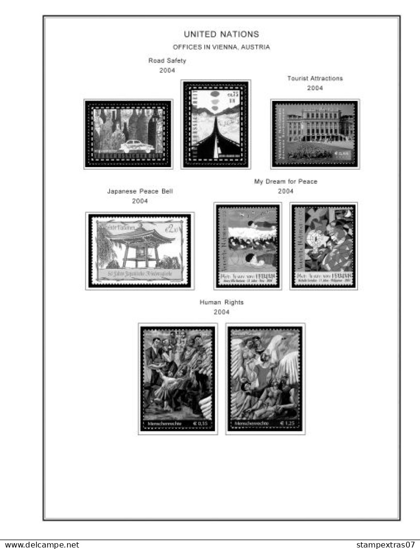 UNITED NATIONS - VIENNA 1979-2020 STAMP ALBUM PAGES (165 b&w illustrated pages)