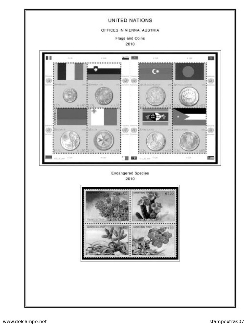 UNITED NATIONS - VIENNA 1979-2020 STAMP ALBUM PAGES (165 b&w illustrated pages)