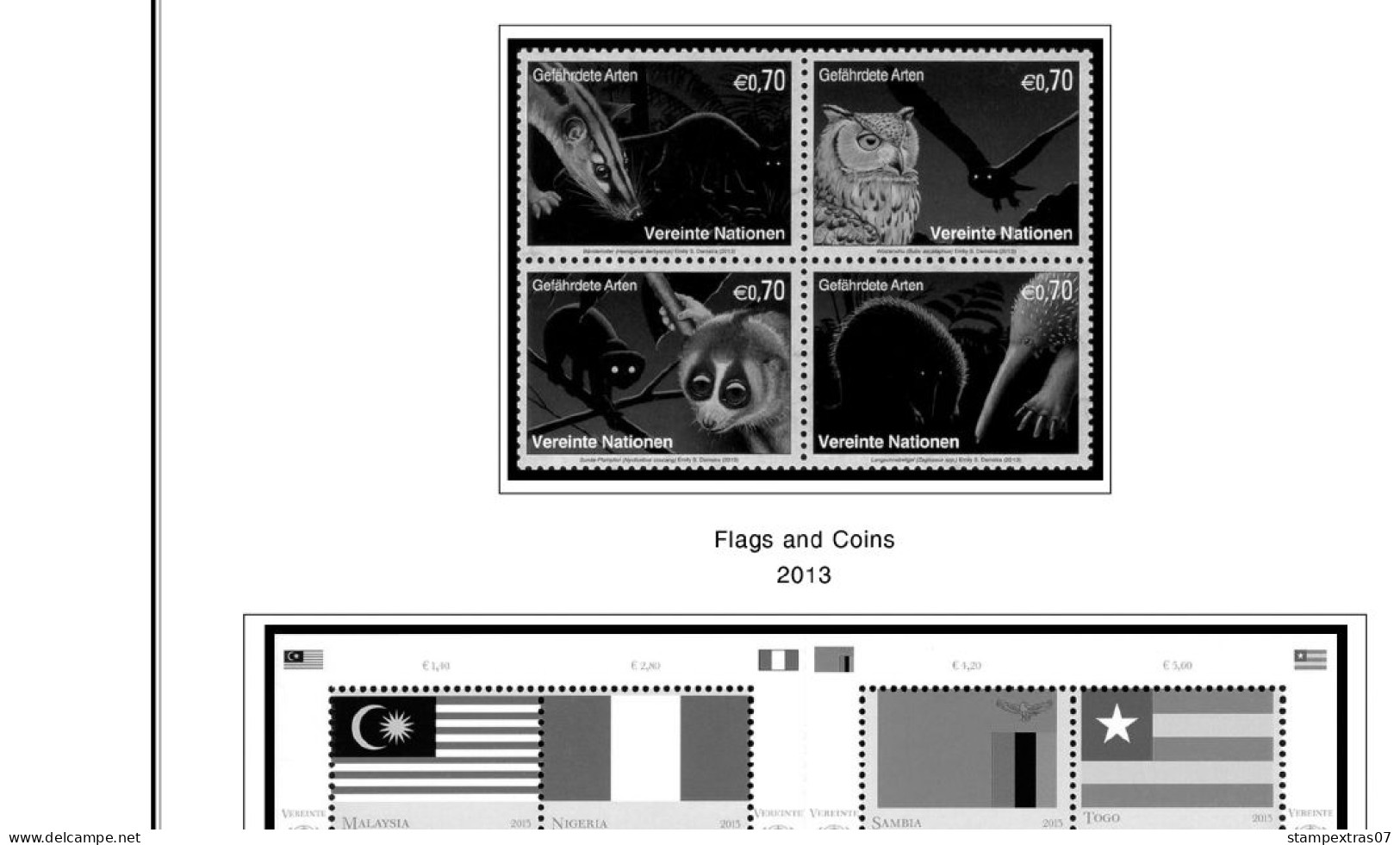 UNITED NATIONS - VIENNA 1979-2020 STAMP ALBUM PAGES (165 b&w illustrated pages)