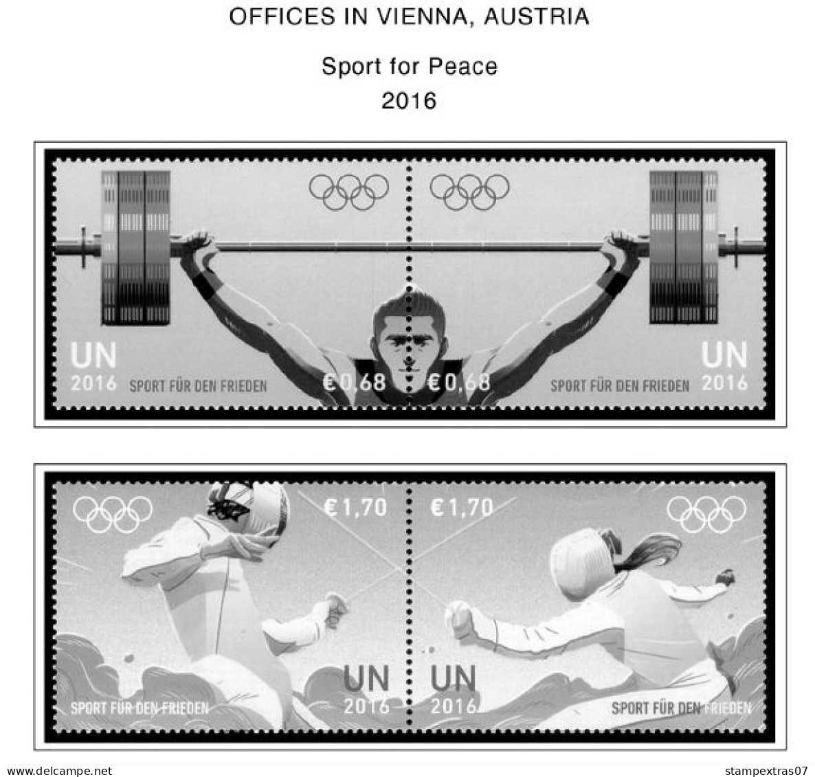 UNITED NATIONS - VIENNA 1979-2020 STAMP ALBUM PAGES (165 b&w illustrated pages)
